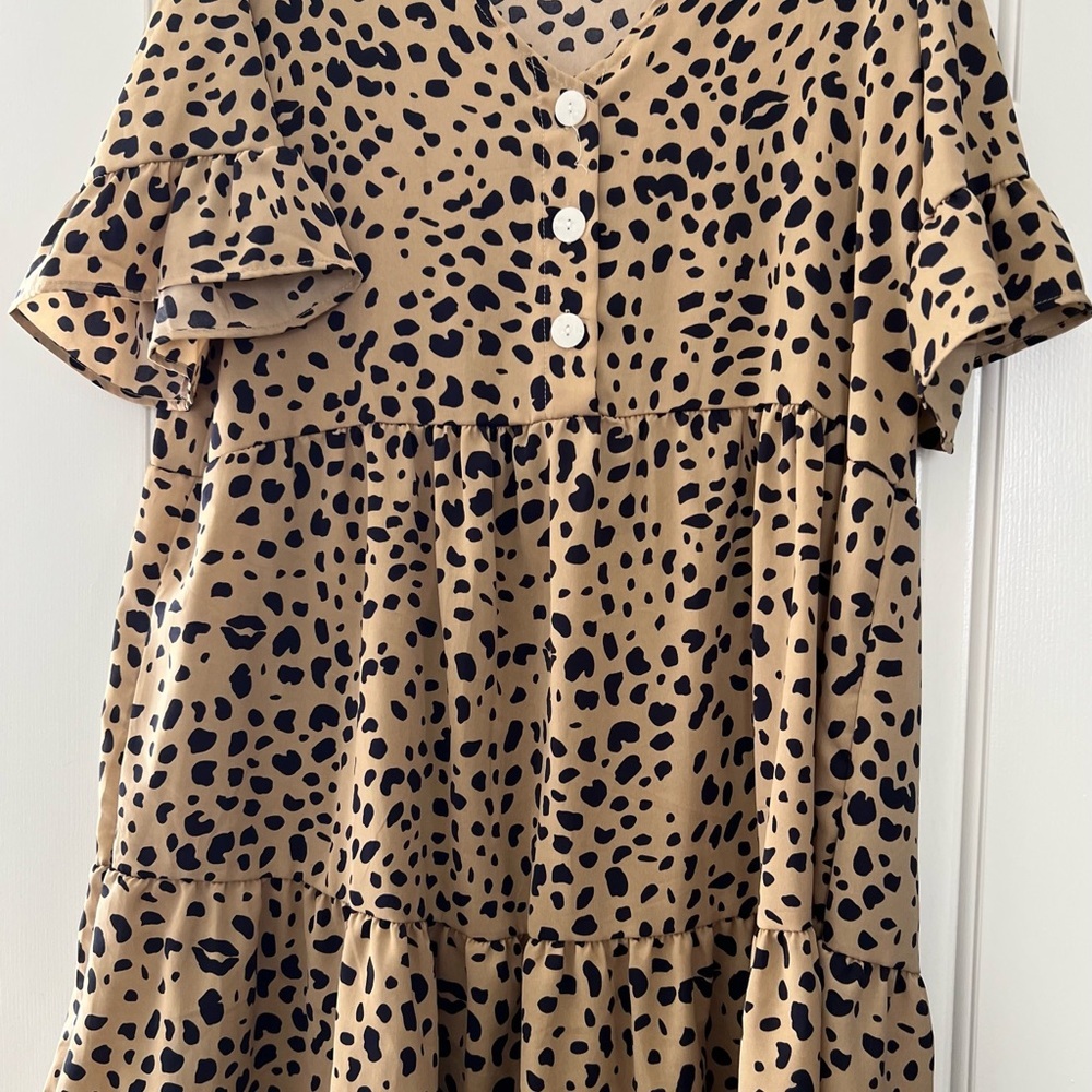 Leopard Print Button-Up Dress